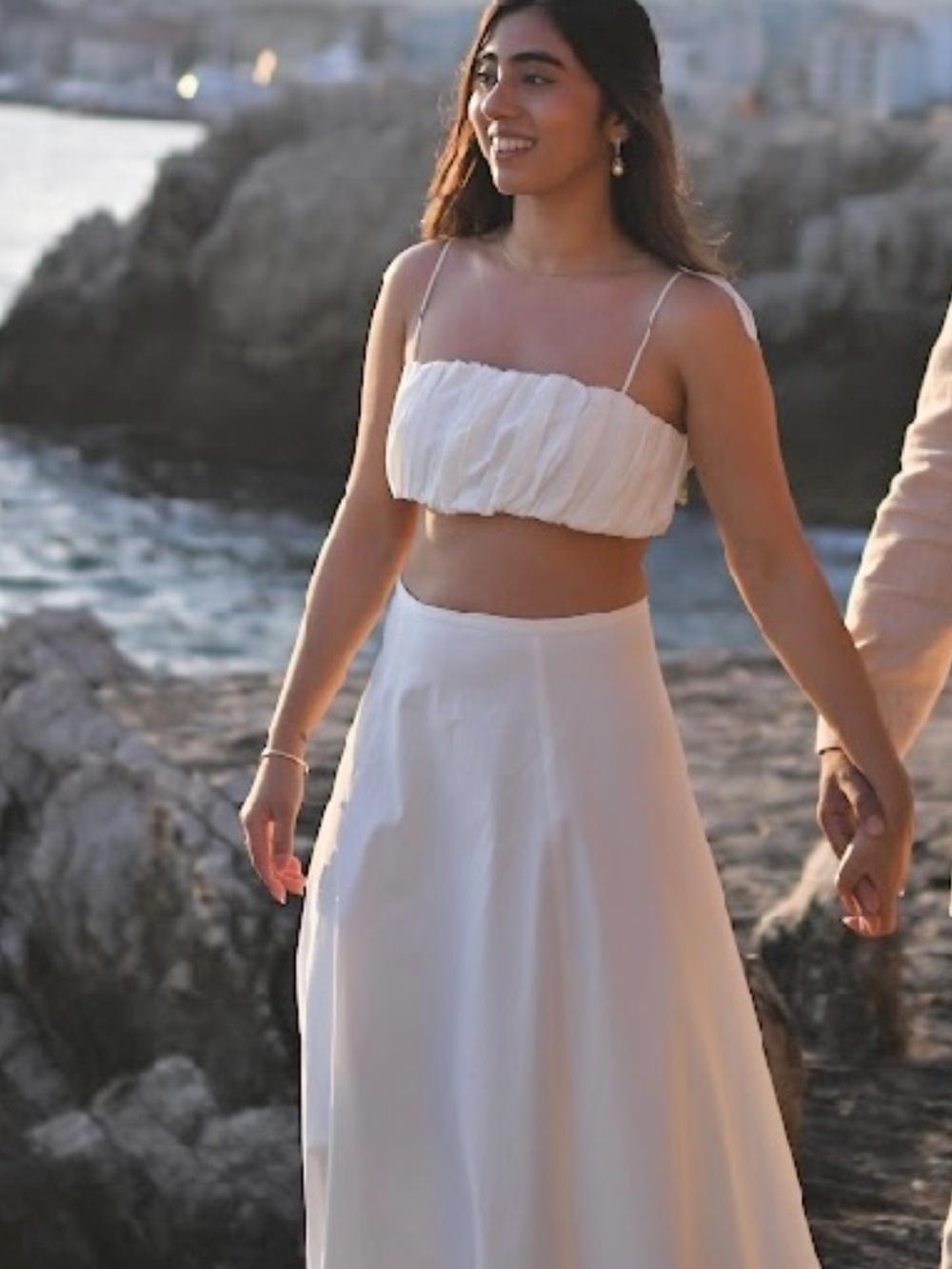 Zara White Midi Skirt Set